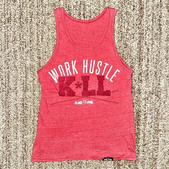 Flag Nor Fail Bodybuilding Men's Work Hustle Kill Red Athletic Tank Top s - Picture 1 of 11